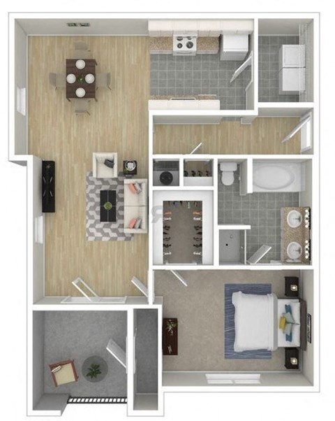 a 3d floor plan of a house with a bedroom and a bathroom